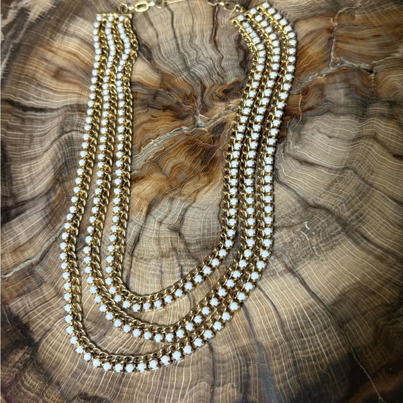 80’s Elegant Gold and Opalescent Multi Strand Necklace and Earring Set - Picture 2 of 6
